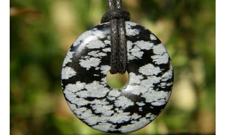Obsidienne Neige Donuts pierre pendentif
