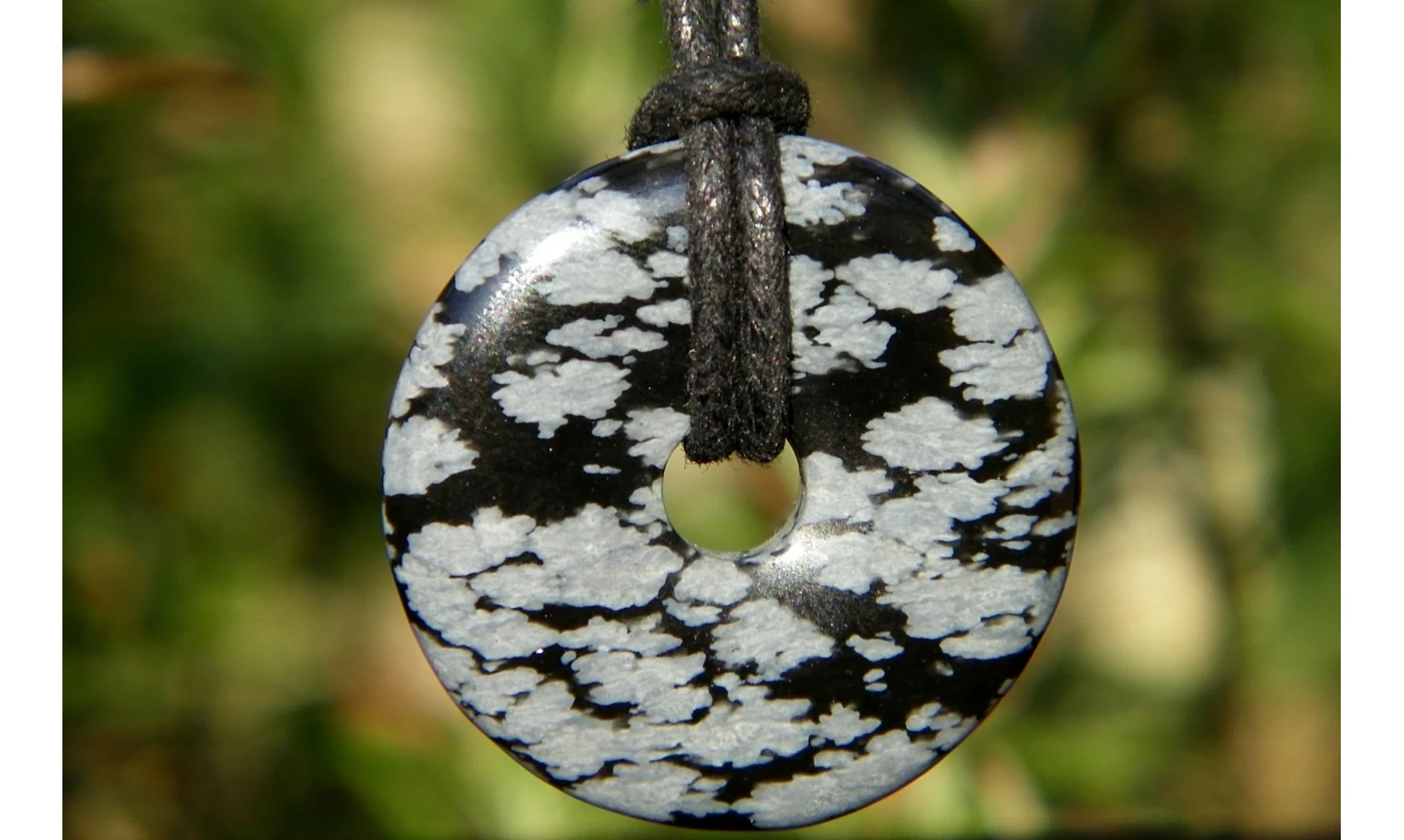 Obsidienne Neige Donuts pierre pendentif