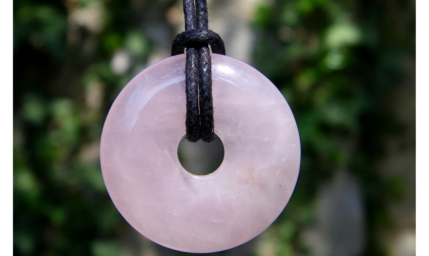 Quartz Rose Donuts pierre pendentif