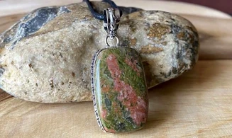 Unakite & 925 Silver plated pendant