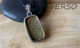 Unakite & 925 Silver plated pendant