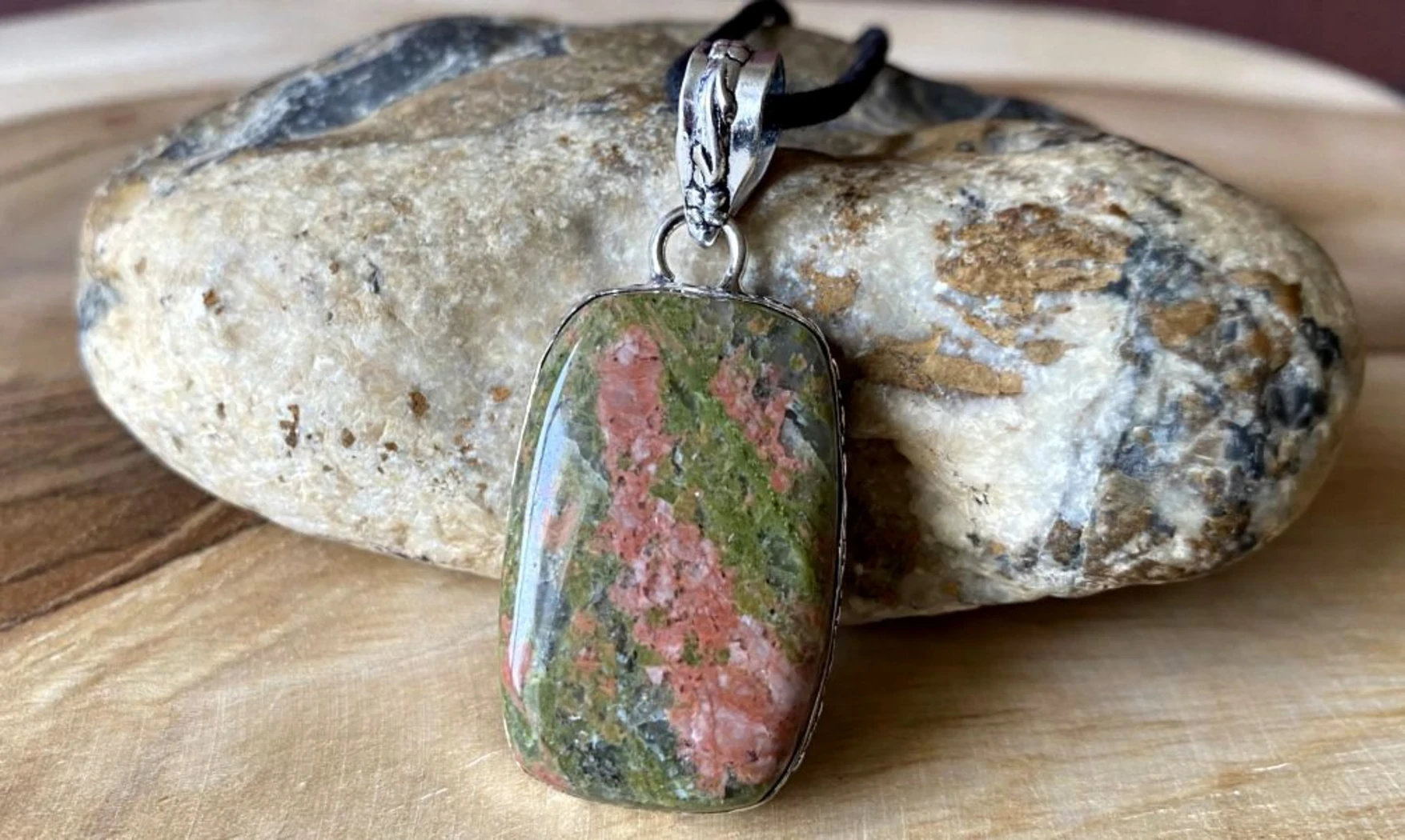 Unakite & 925 Silver plated pendant