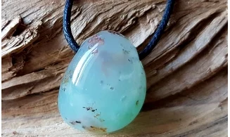 Chrysoprase stone drilled pendant 1