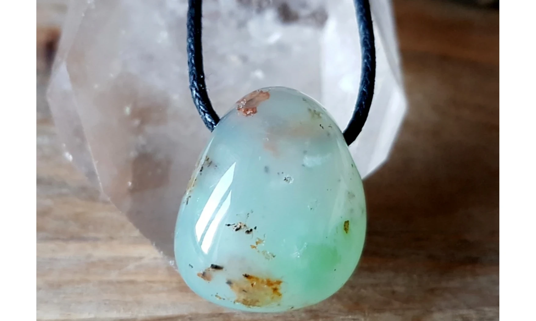 Chrysoprase pierre percée pendentif 1