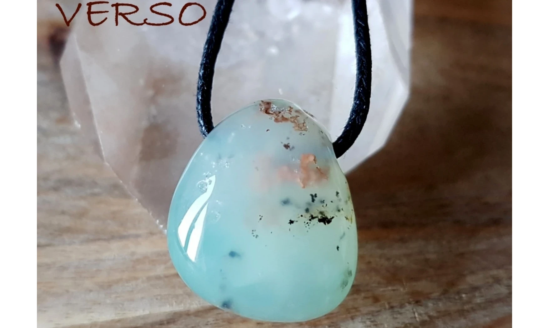 Chrysoprase pierre percée pendentif 1