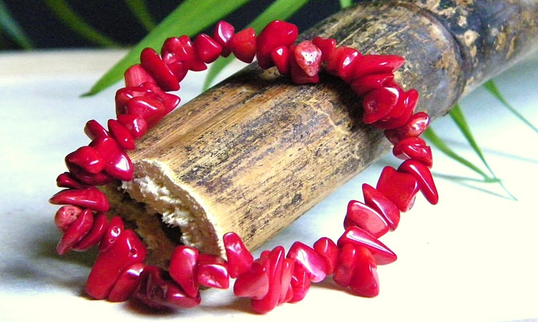 Corail rouge pierres Baroque bracelet