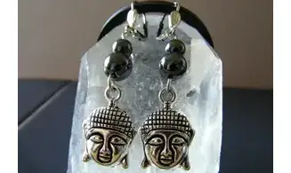 Hematite Earrings Buddha