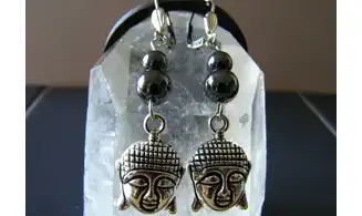 Hematite Earrings Buddha