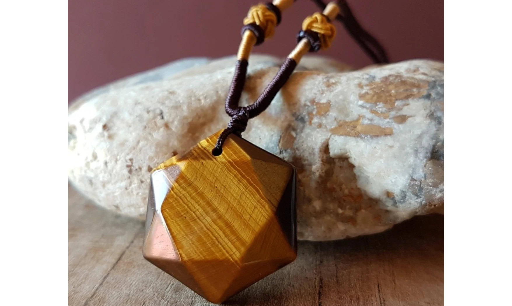 Tiger Eye Hexagon Necklace