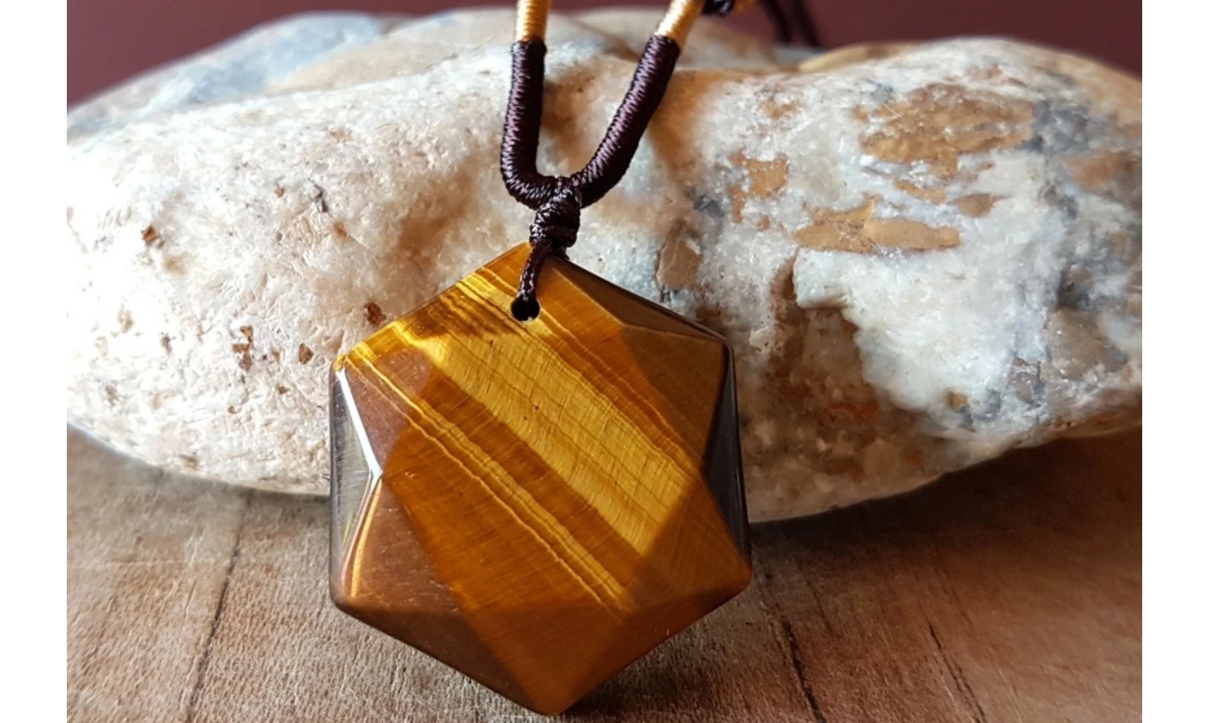 Tiger Eye Hexagon Necklace