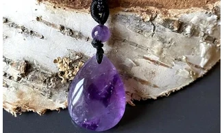 Amethyst stone drilled pendant B