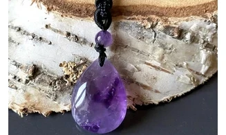 Amethyst stone drilled pendant B