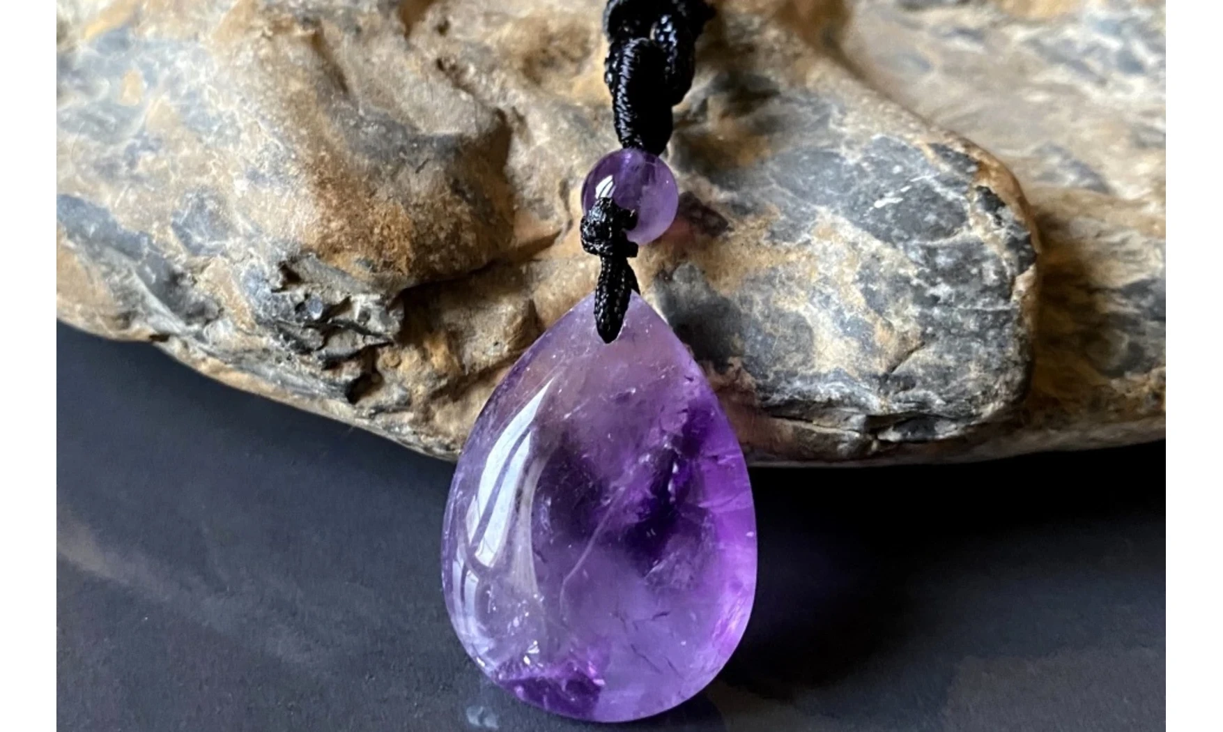 Amethyst stone drilled pendant B