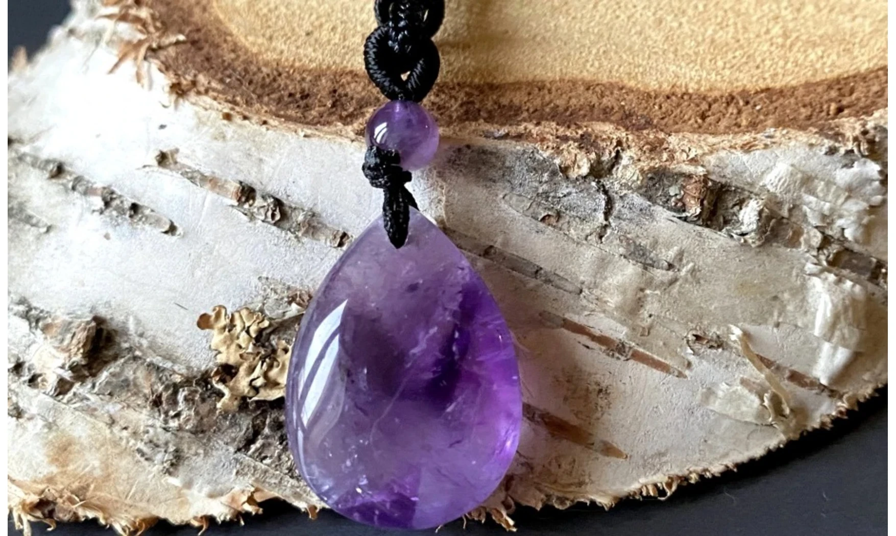 Amethyst stone drilled pendant B