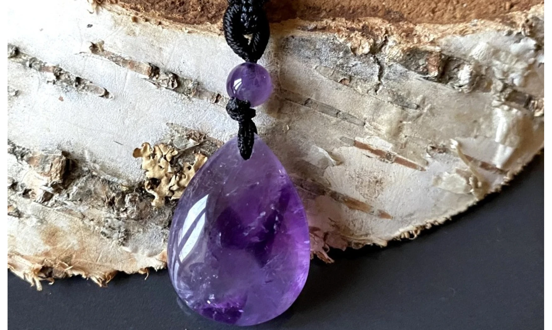 Amethyst stone drilled pendant B