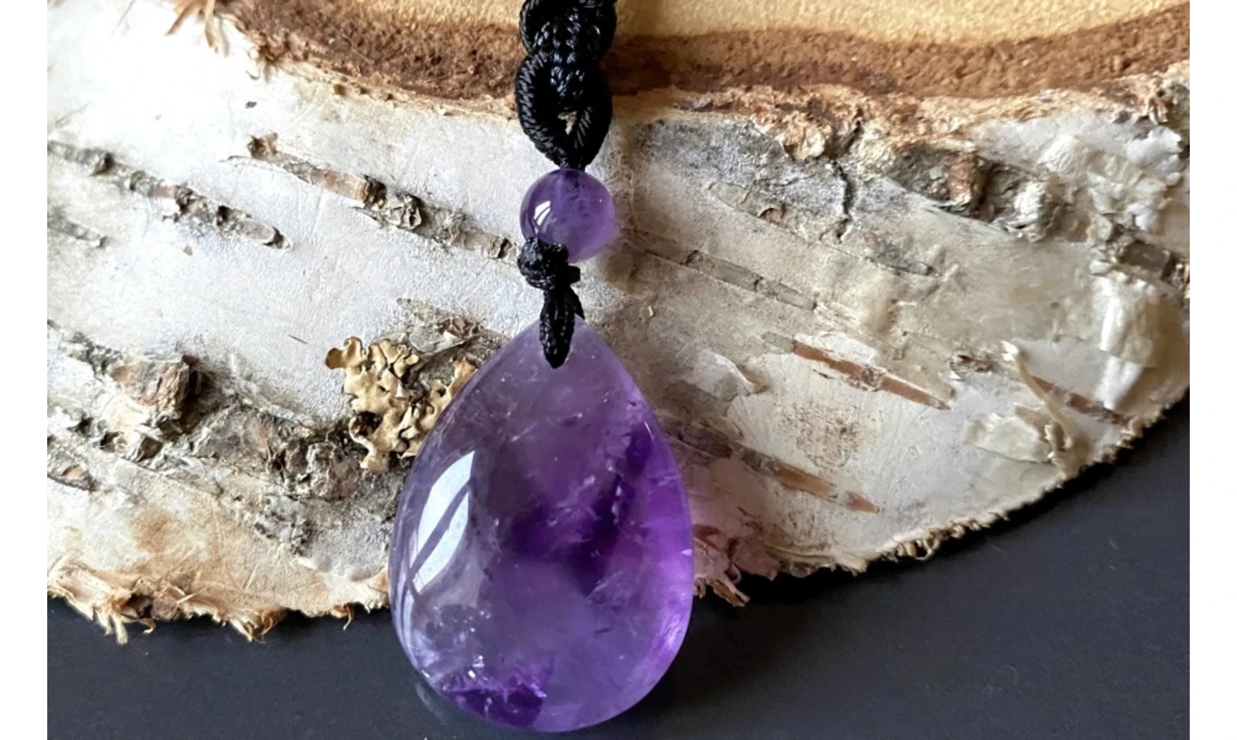 Amethyst stone drilled pendant B