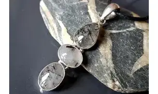 Black Rutile & 925 Silver plated pendant