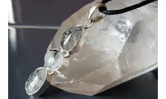 Black Rutile & 925 Silver plated pendant