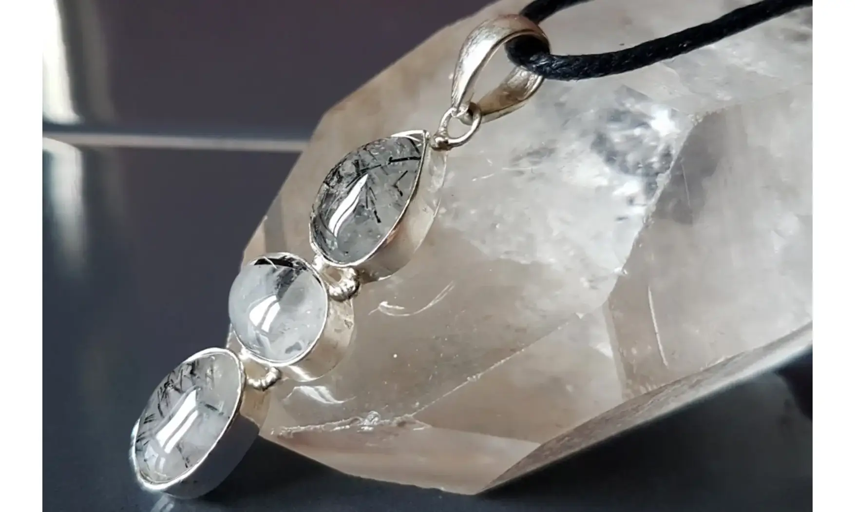 Cristal Tourmaline pendentif & Argent