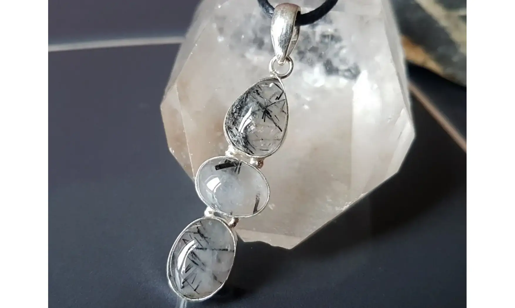 Cristal Tourmaline pendentif & Argent