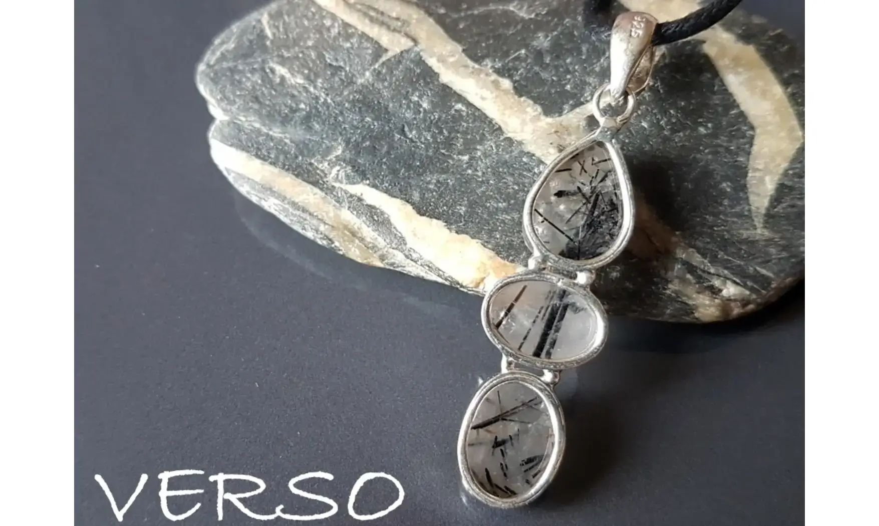 Cristal Tourmaline pendentif & Argent