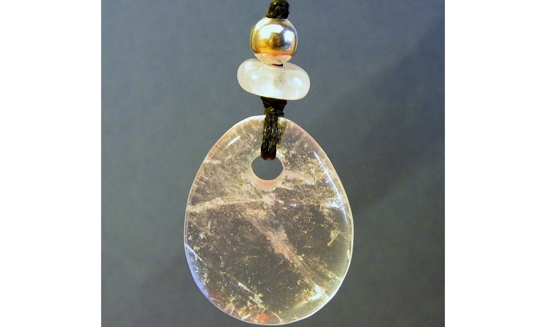 Cristal de roche Galet pierre pendentif