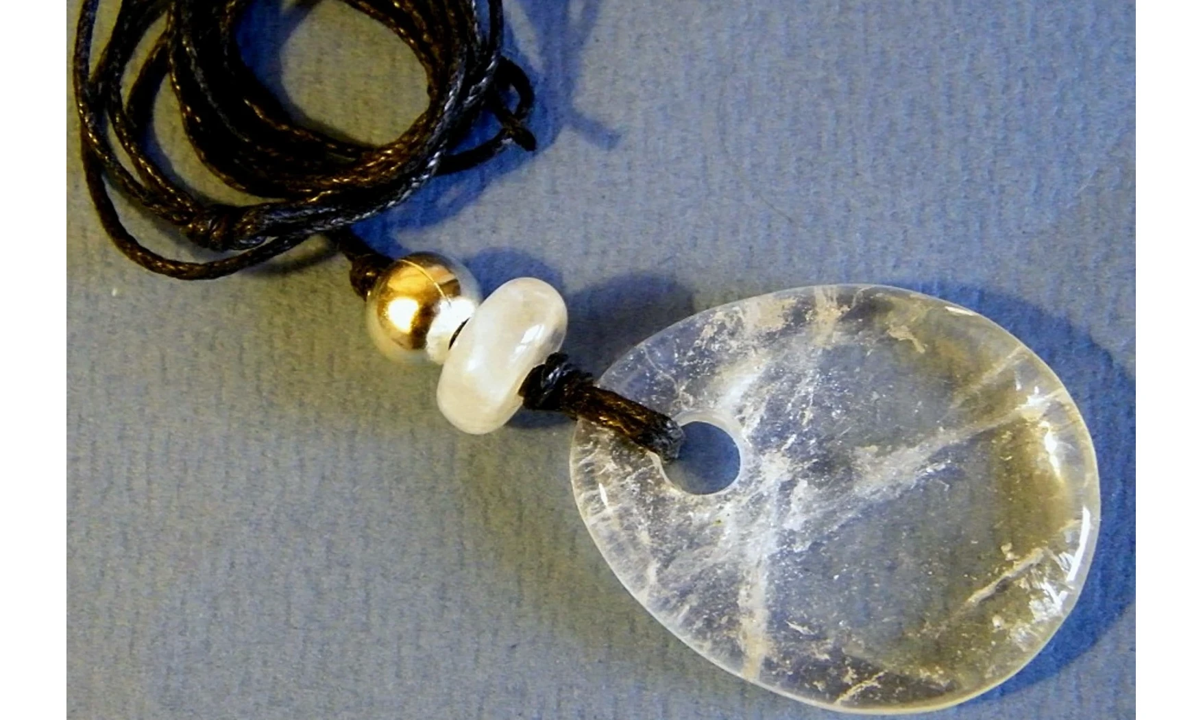 Cristal de roche Galet pierre pendentif