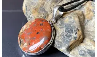 Red Jasper & 925 Silver plated pendant