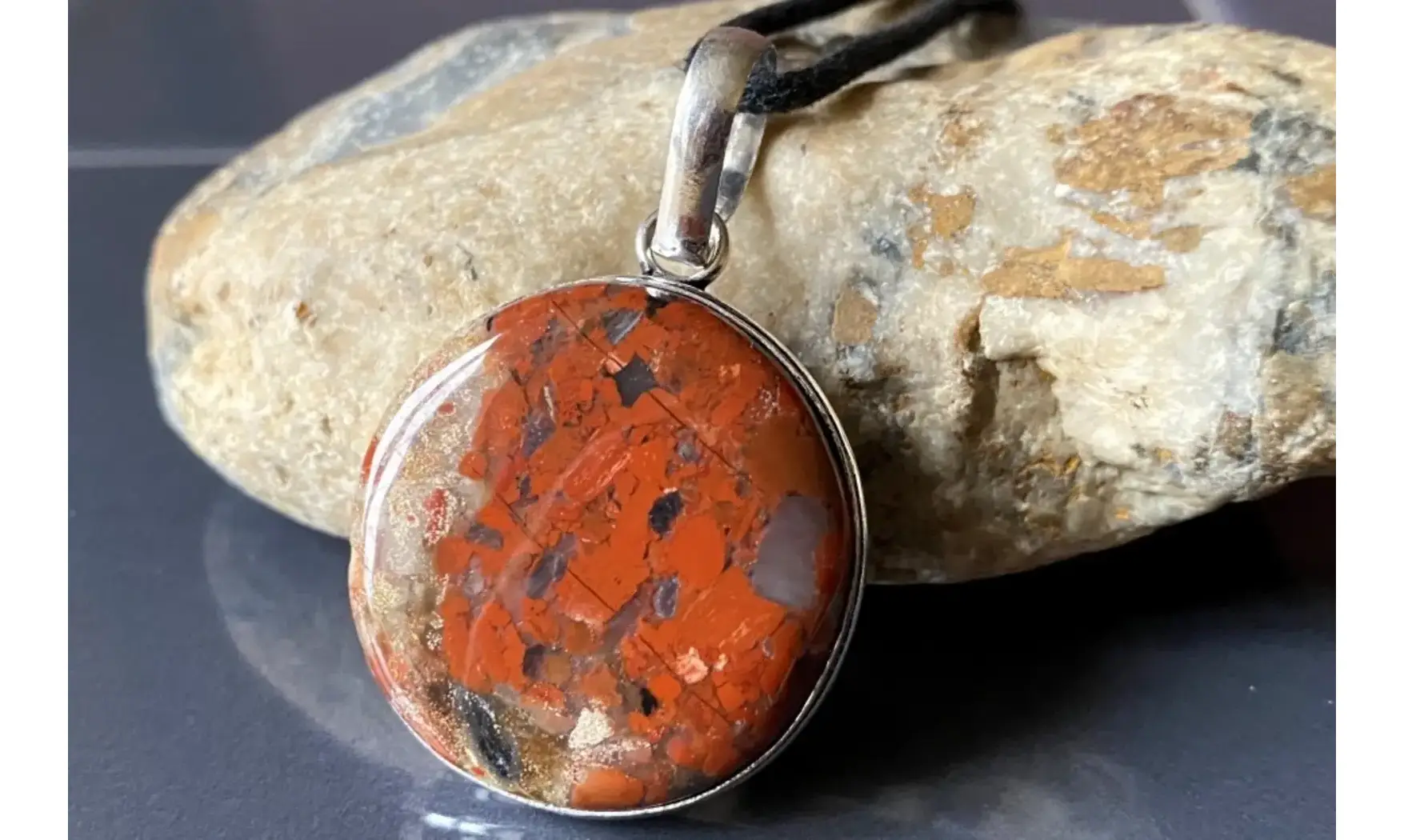 Jaspe Rouge pendentif & Argent