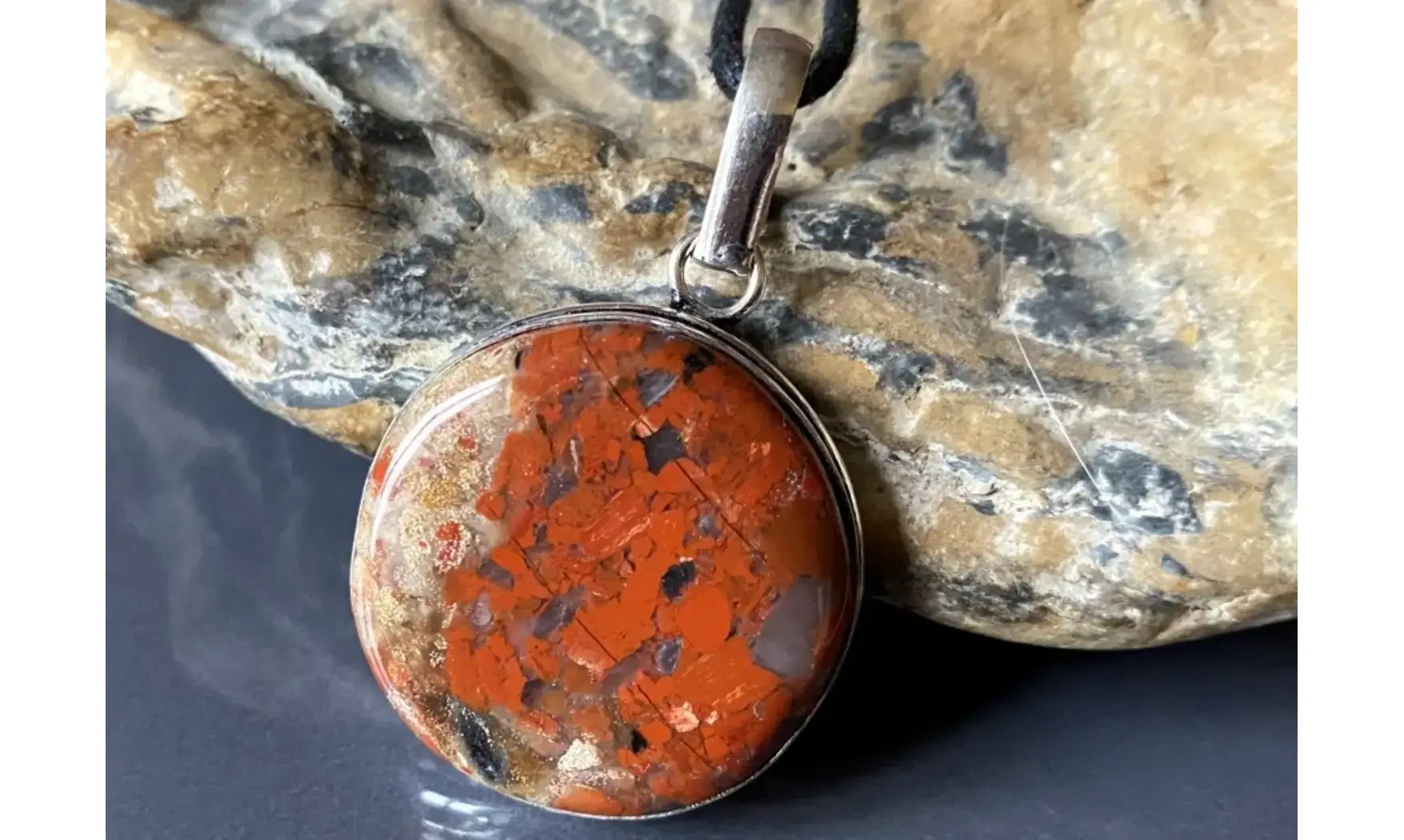 Jaspe Rouge pendentif & Argent