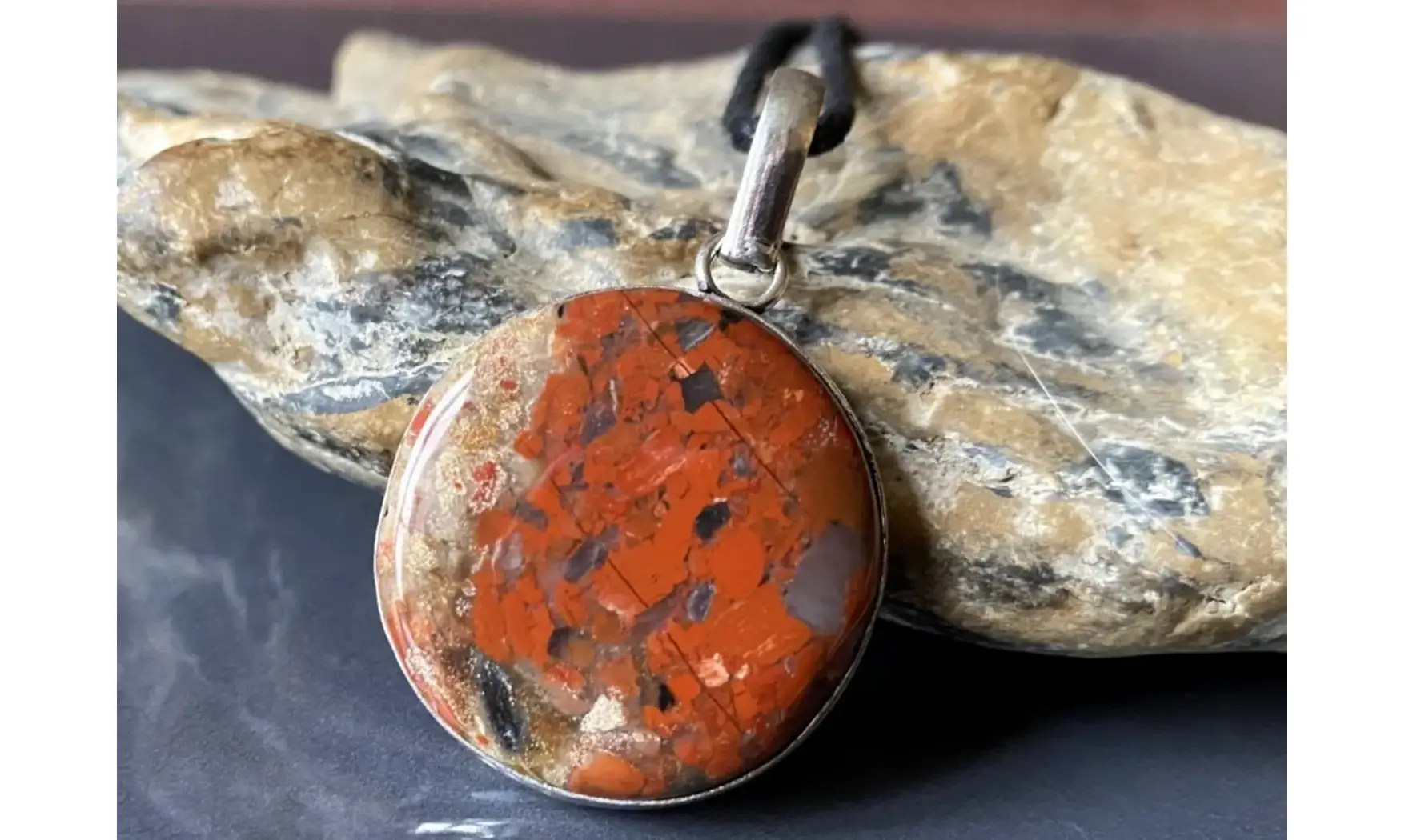 Jaspe Rouge pendentif & Argent