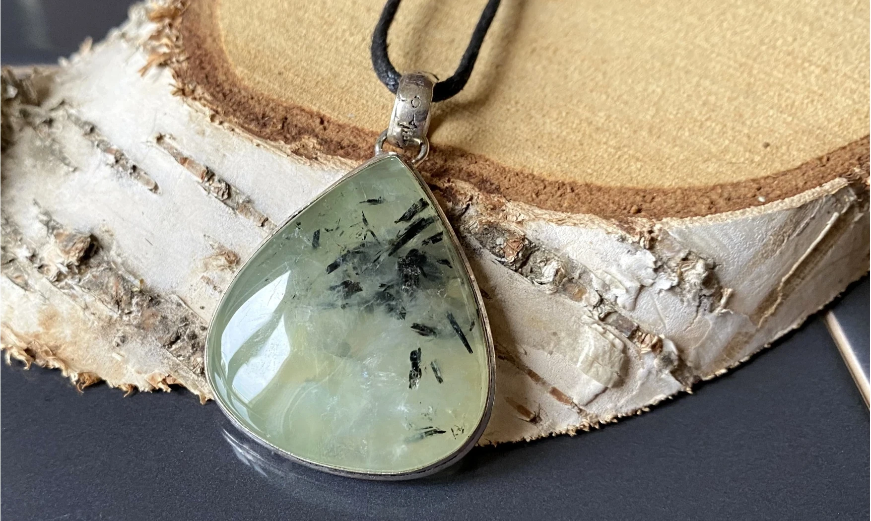 Préhnite pierre pendentif & Argent