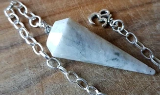 Moonstone faceted cone pendulum