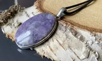 Lépidolite pierre pendentif & Argent