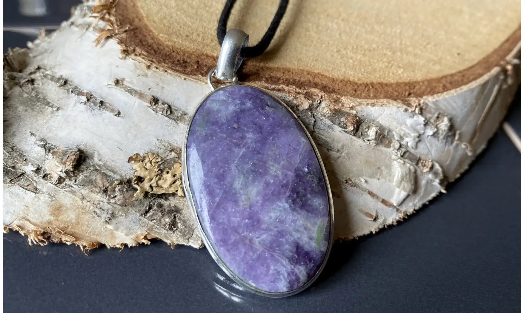 Lépidolite pierre pendentif & Argent