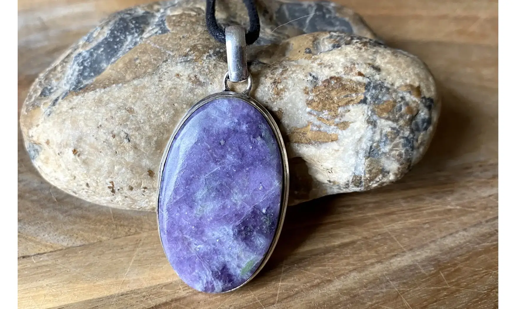Lépidolite pierre pendentif & Argent