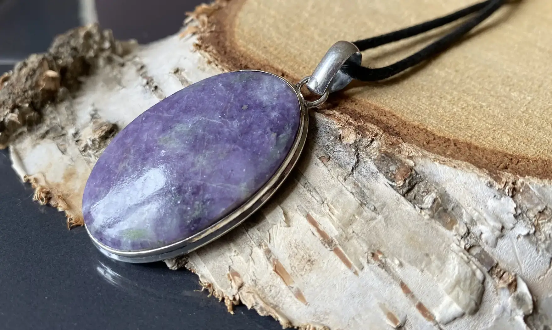 Lépidolite pierre pendentif & Argent