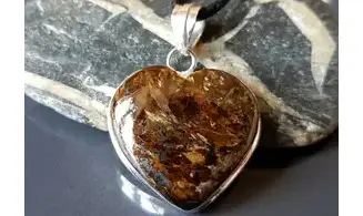 Bronzite & 925 Silver plated pendant