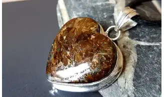 Bronzite & 925 Silver plated pendant