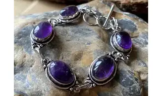 Améthyste bracelet pierres & Argent