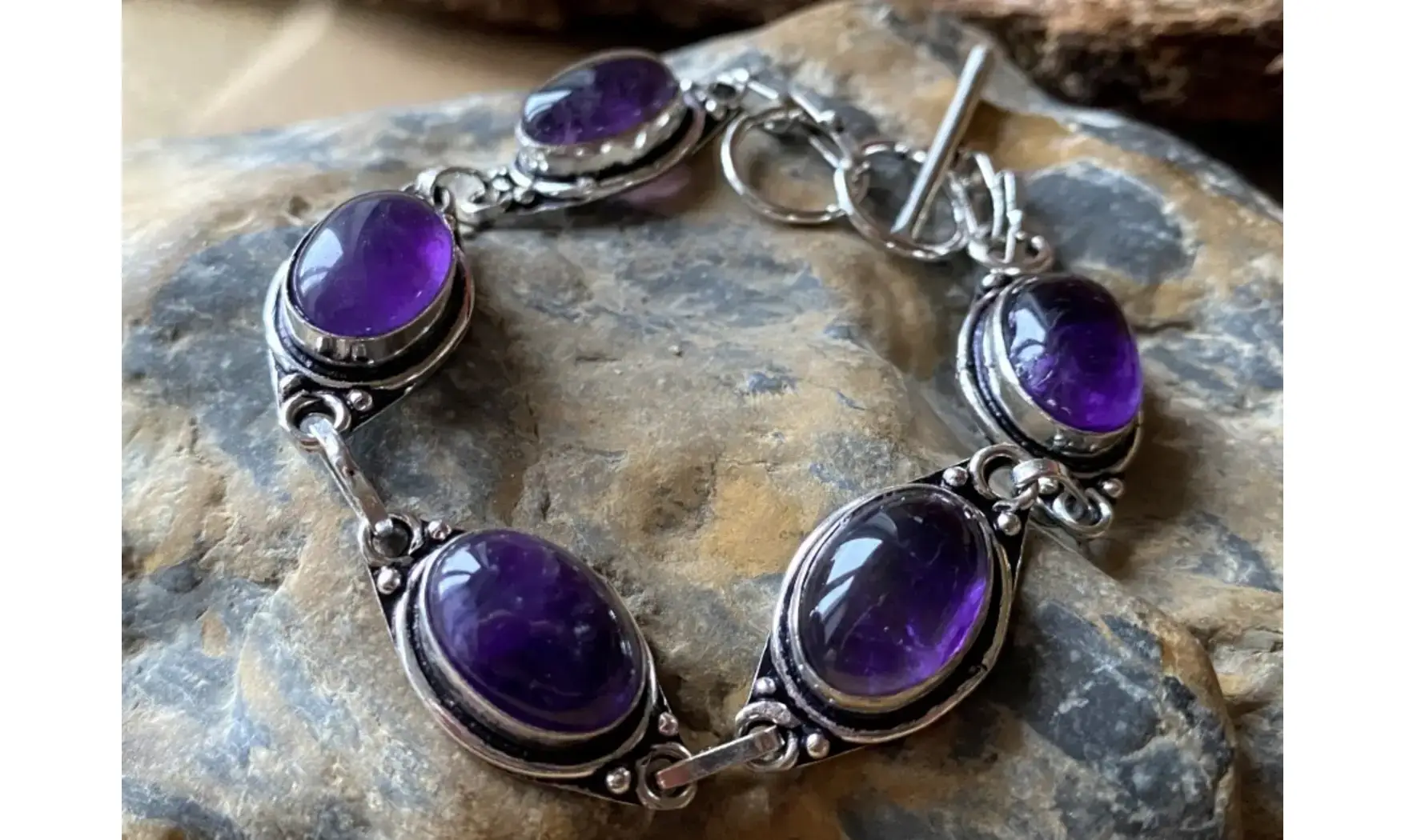 Améthyste bracelet pierres & Argent
