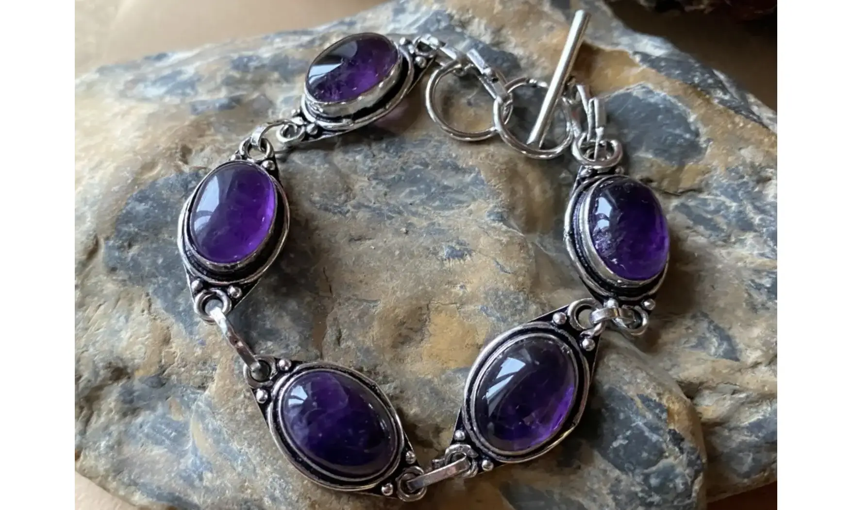 Améthyste bracelet pierres & Argent