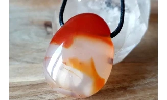 Cornelian stone drilled pendant 1