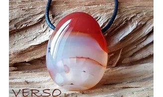 Cornelian stone drilled pendant 1