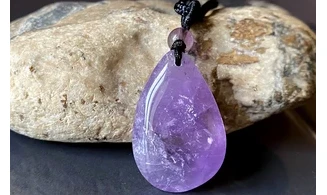 Amethyst stone drilled pendant D