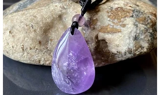 Amethyst stone drilled pendant D