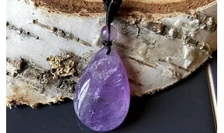 Amethyst stone drilled pendant D
