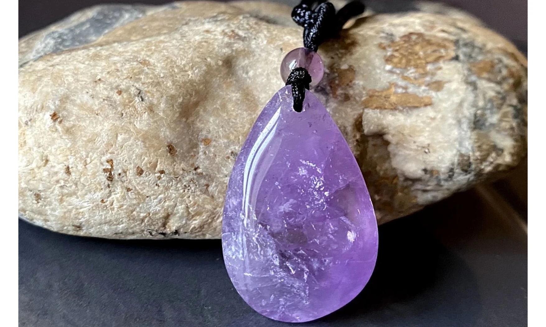 Amethyst stone drilled pendant D