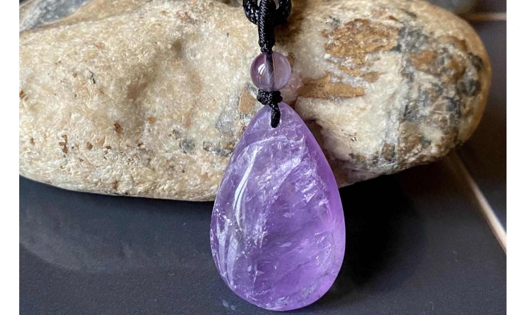 Amethyst stone drilled pendant D