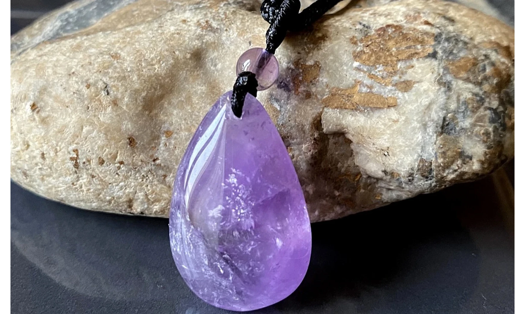 Amethyst stone drilled pendant D